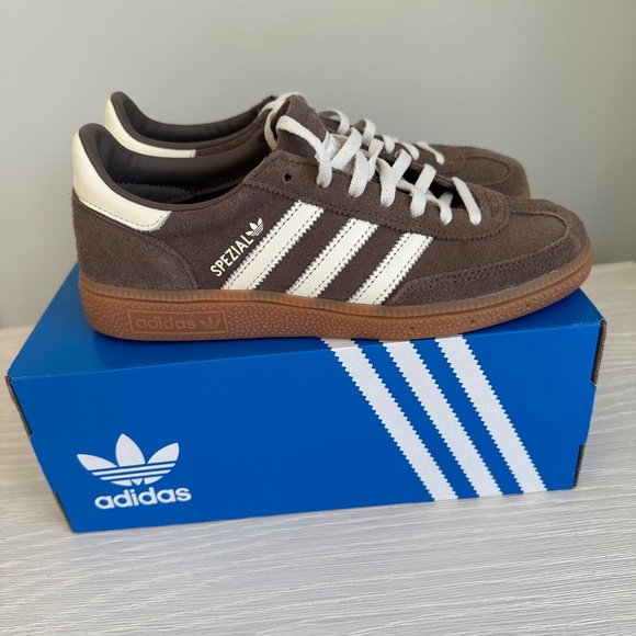 Adidas Handball Spezial Size 7 Women's Off White/Earth Strata Brown - Picture 2 of 4